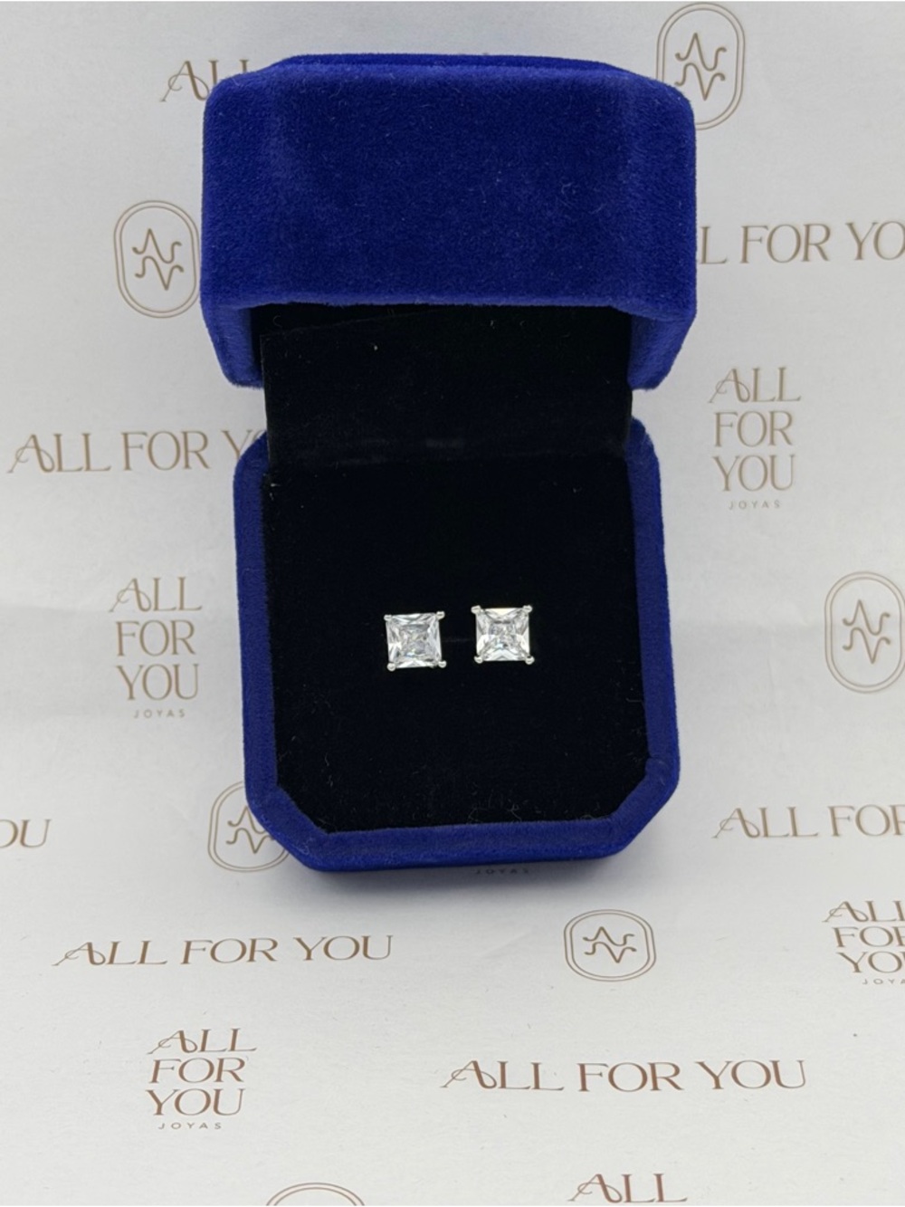 925 Sterling Silver 5mm Princess-Cut CZ Solitaire Studs